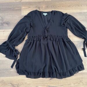 Pretty Lavish Black V-Neck Blouse